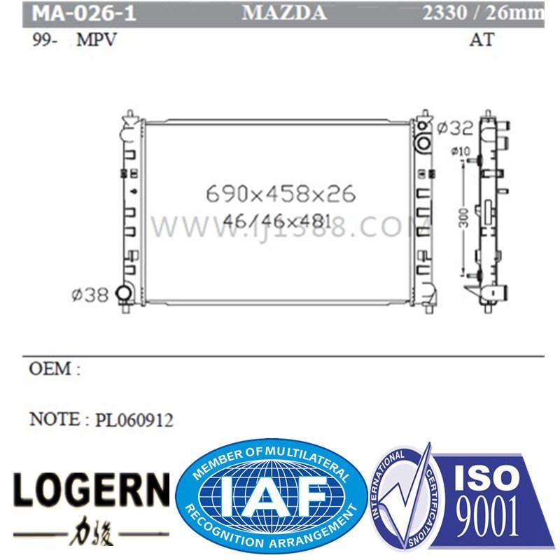 Ma-026-1 Top Brand Aluminum Radiator for Mazda Mpv′99-03 at/PA26 Dpi: 2330