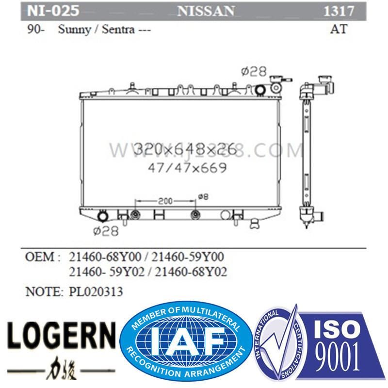 Auto Radiator for Nissan Sunny/Sentra′90 at Dpi 1317