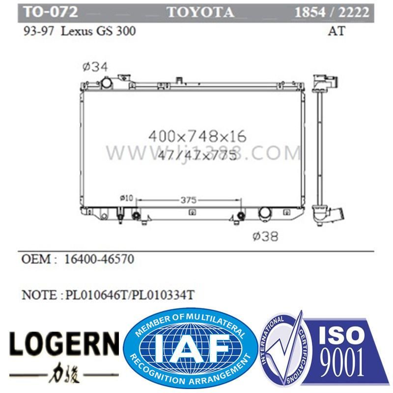 to-072 Auto Radiator for Toyota 93-97 Lexus GS 300/at
