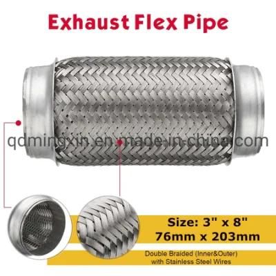 Stainless Steel Exhaust Flex Pipe in Double Braided 3&quot;X8&quot;
