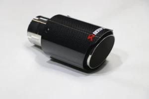 Glossy Modifide Muffler Pipe Akrapovic Carbon Fiber Exhaust Tip 63mm in-114mmout