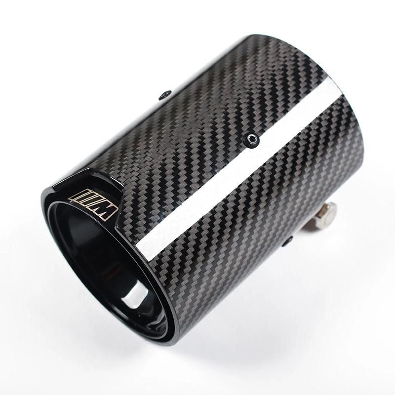 Car Exhaust Dual Outlet Muffler Glossy Exhaust Tip Staggered End