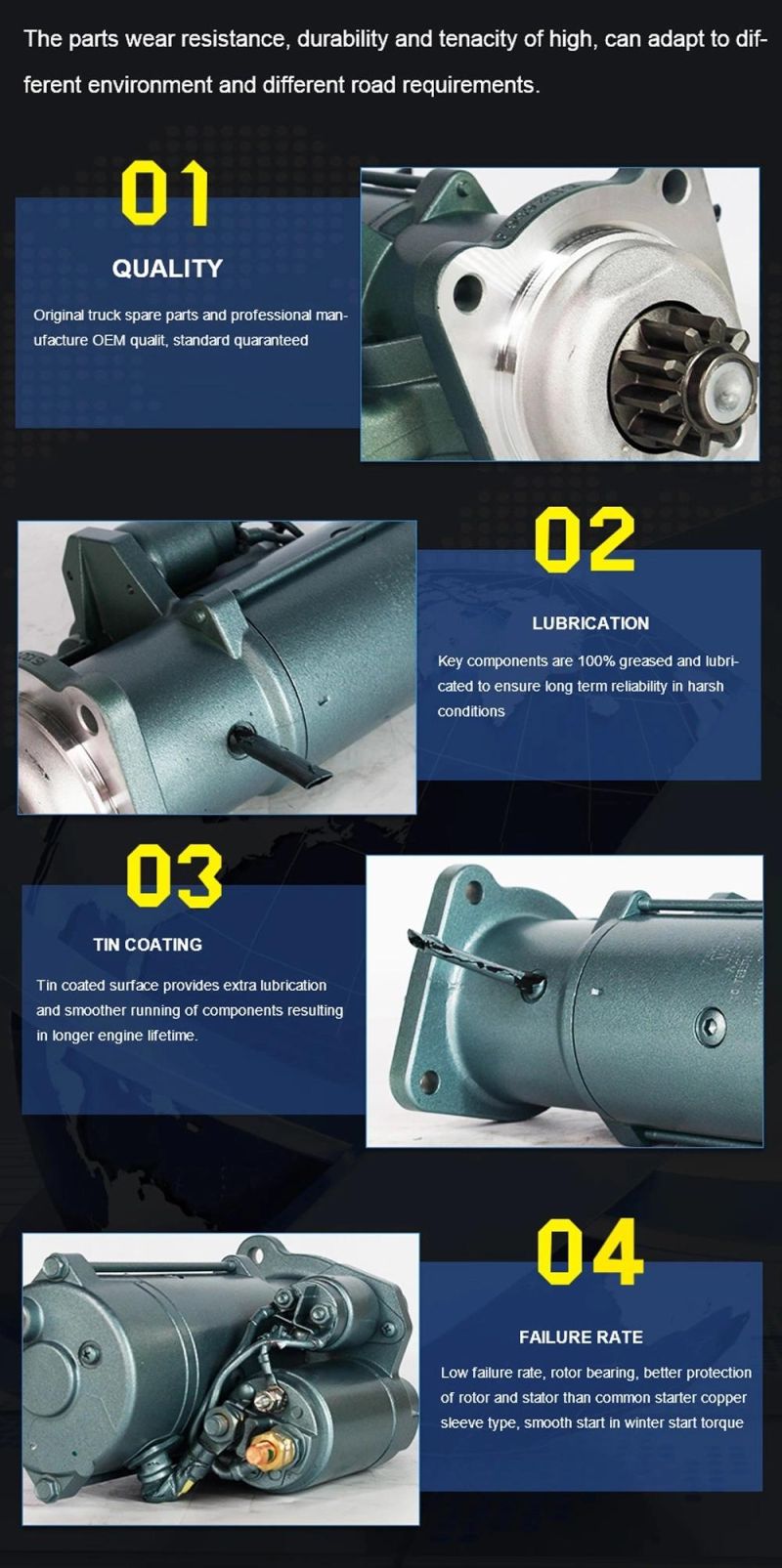 Sinotruk HOWO Truck Spare Parts Engine Starter Motor