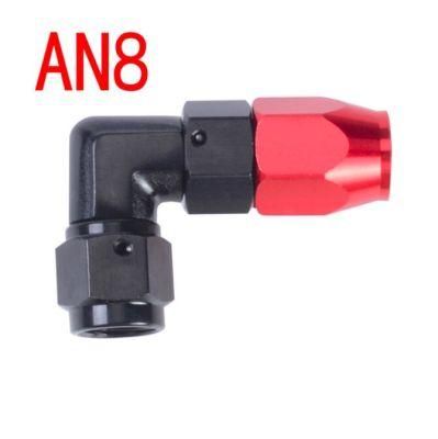 An8 Oil Hose Fitting 90 Degree Aluminum Enforced Hose End