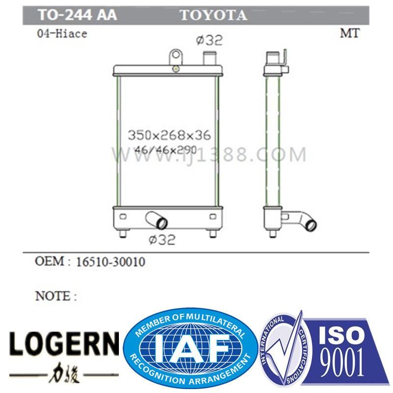 Automobile Part Aluminum Radiator for Toyota Hiace′04- Mt