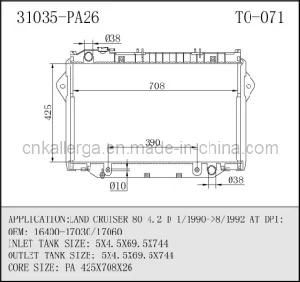 Radiator for Toyota Land Cruiser 80 4.2d at 31035 (TO-071)