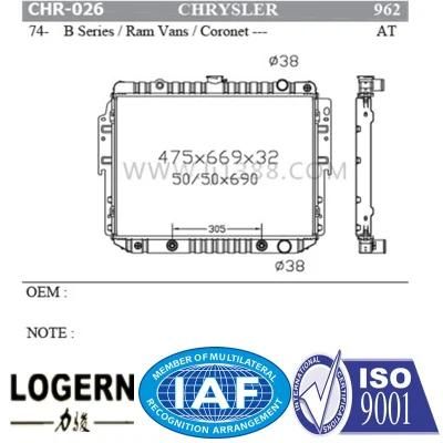 Car Radiator for Chrysler B Series/RAM Vans/Coronet&prime;74- at Dpi: 962