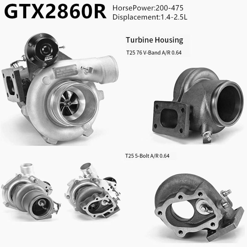 Gt28 Gtx28 Series Performance Turbocharger Replacement Gen2 Gtx2860r Dual Ball Bearing Turbocharger for Race Car