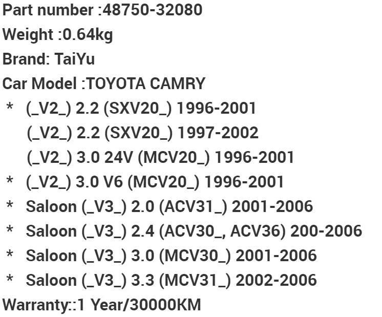 Car Parts Shock Absorber Rubber Strut Mount 48750-32080 for 96-01 Toyota Camry Sxv20