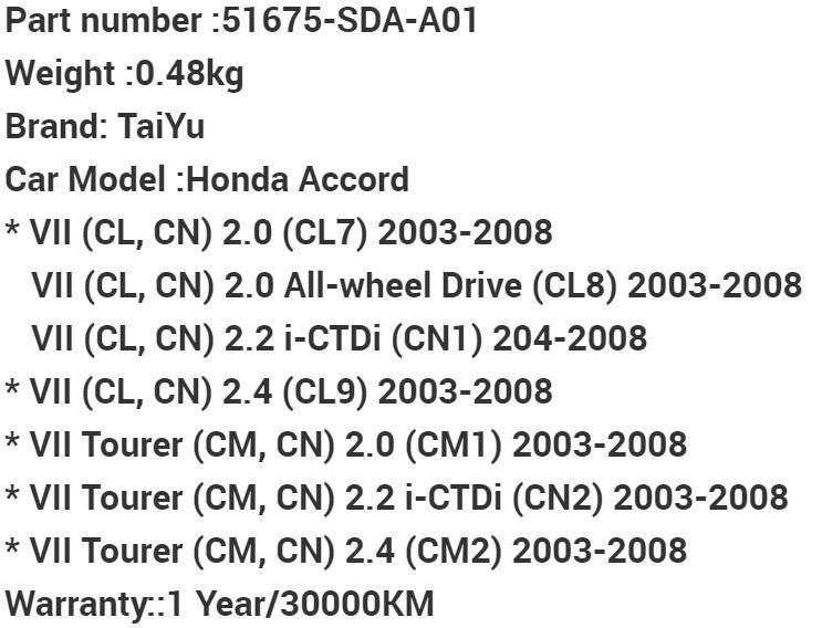 Auto Parts Rubber Strut Mount 51675-Sda-A01 for 2003-2008 Honda Accord VII 2.0