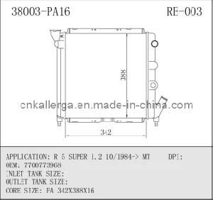 Auto Radiator for Renault R 5 Super 1.2 10/1984- MT 38003 (RE-003)