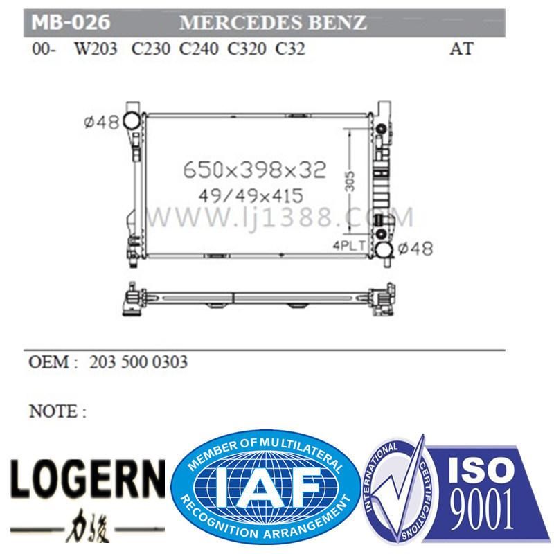 MB-026 Auto Radiator for Benz C230/C240/C320/C320/C32′ 00-04 at