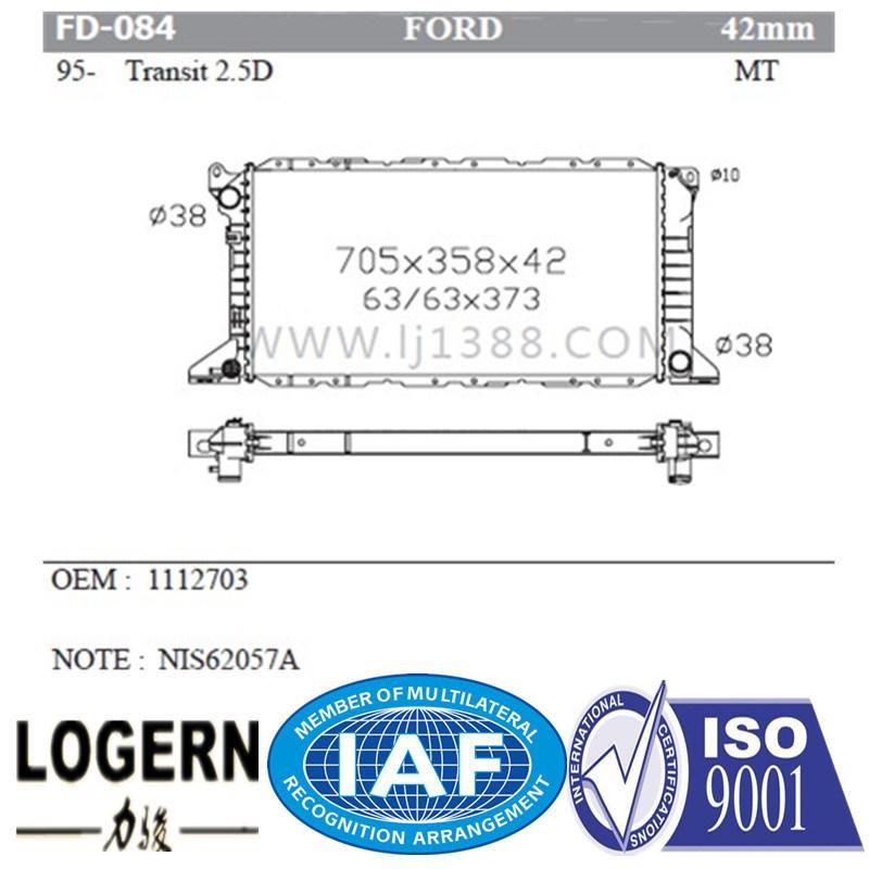 Fd-084 Accessories Auto Aluminum Radiator for Ford Transit 2.5d′95- Mt