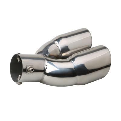 Universal Silver Curved Stainless Steel Pipe Chrome Tail Muffler Exhaust