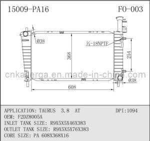 Auto Radiator for Ford Taurus 3.8 at 15009 (FO-003)