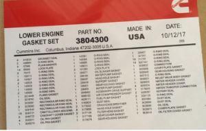Diesel Engine Lower Engine Gasket Set 3804300 3800731 Spare Parts