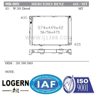 Auto for Benz Radiator for W201 Diesel/190e&prime;82-92 Mt Dpi: 443