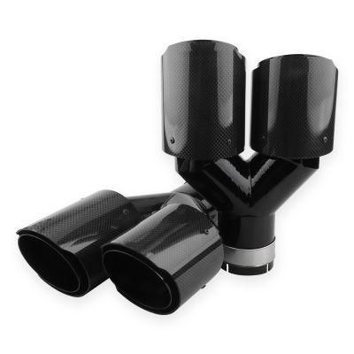 Dual Outlet Y Type Glossy Carbon Fiber Exhaust Muffler