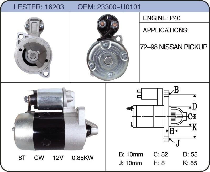 Engine Parts Auto Starter 23300-N3304 23300-U0111 23300-U0113 23300-U0101 for Nissan