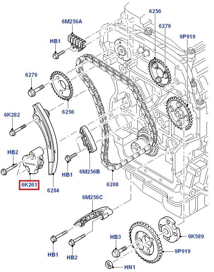 1704066 Genuine Auto Parts Timing Chain Tensioner for Ford Transit Bk2q 6K261 AA