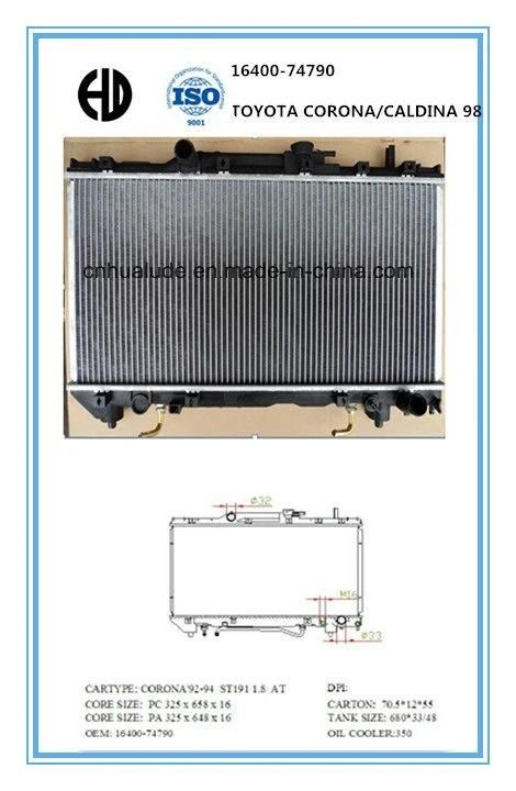 Automobile Engine Cooling System Radiator for Toyota OEM: 16400-74790