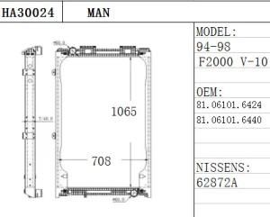 OEM 62872A Plastic Tank Aluminium Core Heavy Truck Radiator for Man