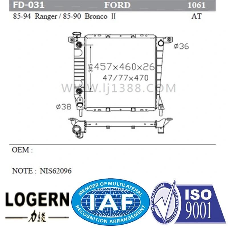 Fd-031 Car Radiator for Ford Ranger′85-94/Bronco Ii′85-90 at Dpi: 1061