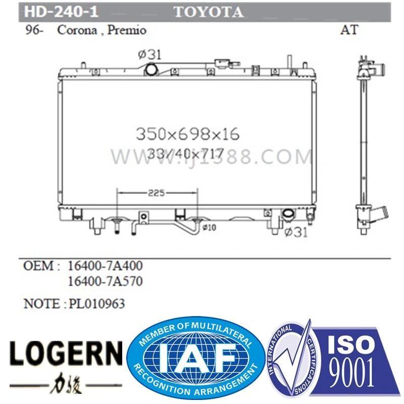 Hot Selling Car Radiator for Toyota Corona Premio′96-01 at