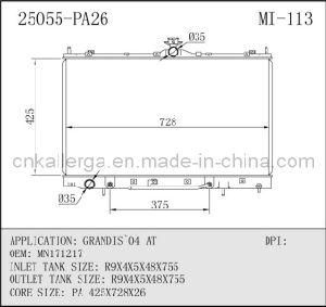 Radiator for Mitsubishi Grandis at 25055 (MI-113)