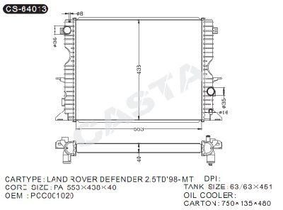 Hot Sale Car Radiator for Land Rover Defender2.5td&prime;98-Mt