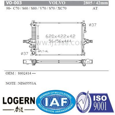 Volvo Car Radiator for 98-03 C70/S60/S80/V70/S70/Xc70/PA42