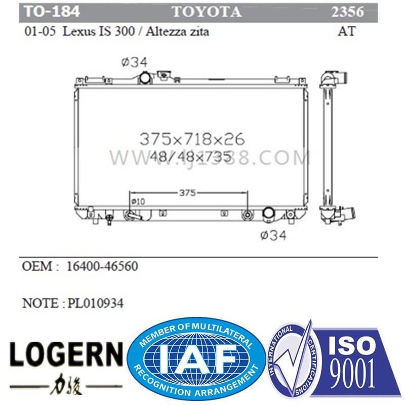 Auto Mechanical Radiator for Toyota Lexus Is300/Altezza Zita′01-05 at Dpi: 2356