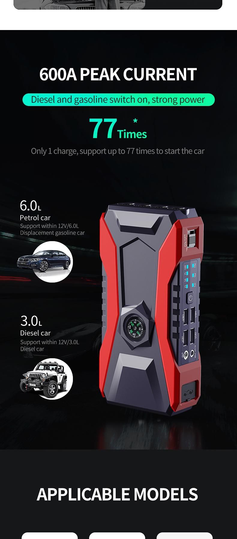 Car Booster Package for Gasoline Engine Use Jump Starter