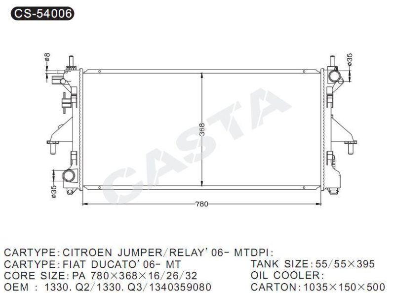 Auto Parts Aluminum Radiator for Citroen Jumper/Relay′06- Mt