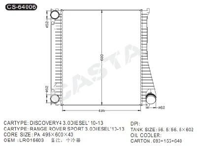 Engine Cooling Auto Parts Intercooler for Discovery