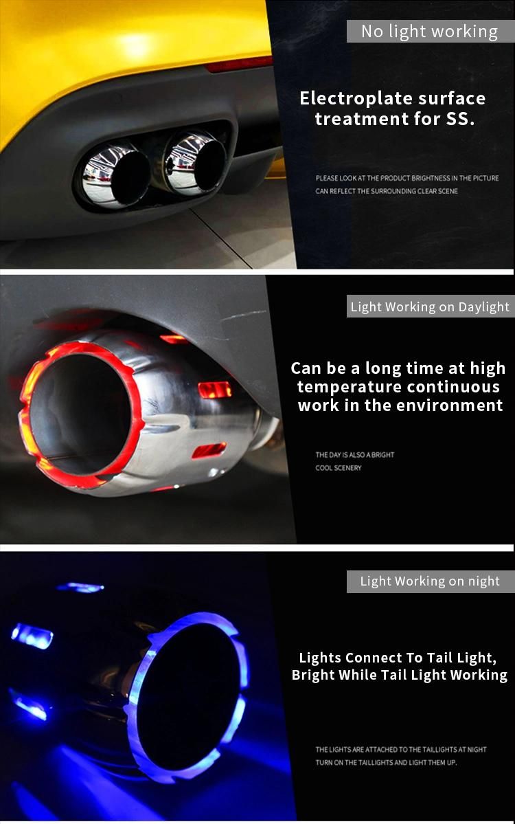 China Supplier Auto SS304 Red LED Light Shinning Exhaust Muffler