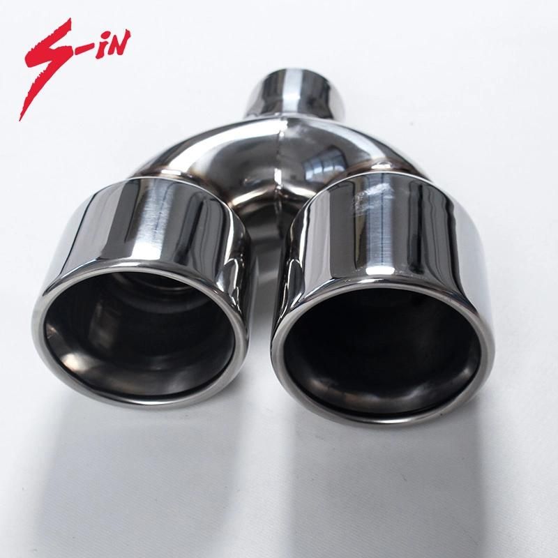Car Exhaust Dual Outlet Muffler Glossy Exhaust Tip Staggered End