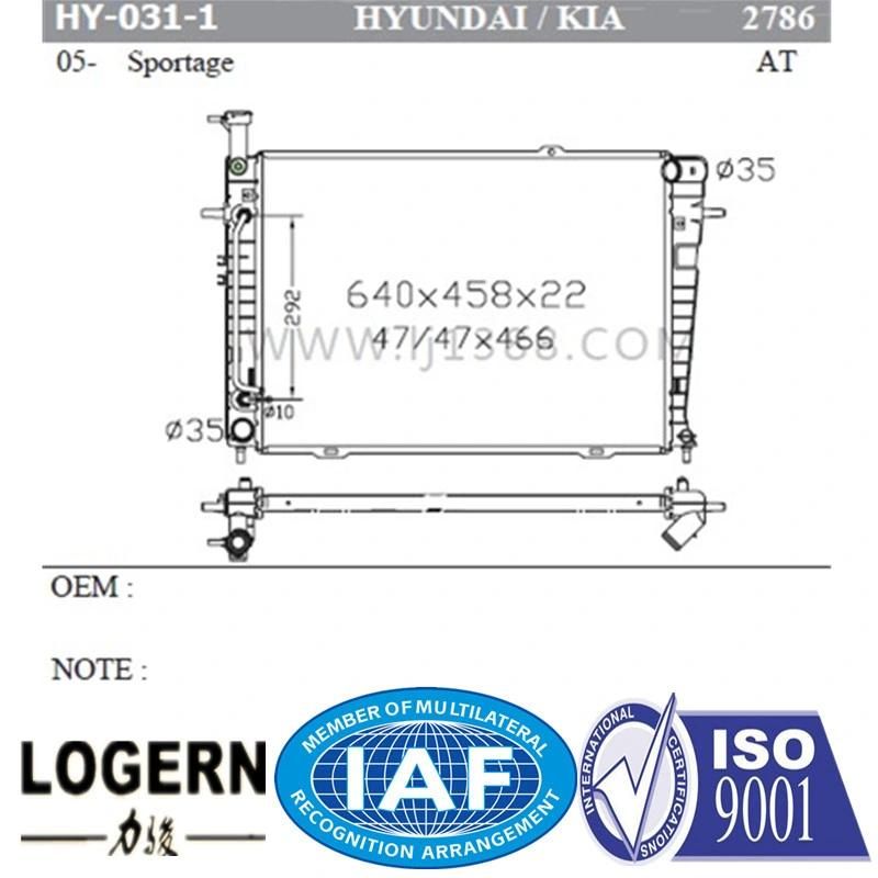 Hy-031-1 Radiator for Hyundai Sportage′05- at Dpi 2786