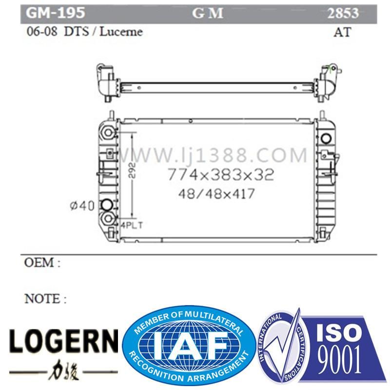 GM-195 Auto Spare Part Radiator for Dts/Lucerne′06-08 Dpi: 2853
