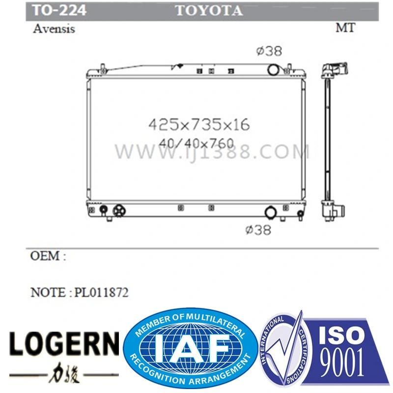 to-224 Japan for Toyota Avensis Auto Aluminum Radiator 2001- Mt