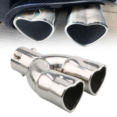 Exhaust Tips Muffler Tail Double-Pipe Stainless Steel Heart Shape Style