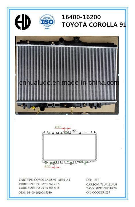 Hot Sale Cheap Aluminum Brazed Welding Car Radiator for Toyota Corolla 16400-16200