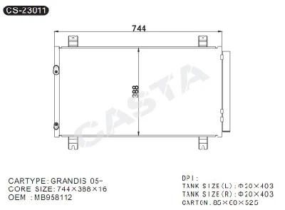 High Quality Car Condenser for Mitsubishi Grandis (05-)