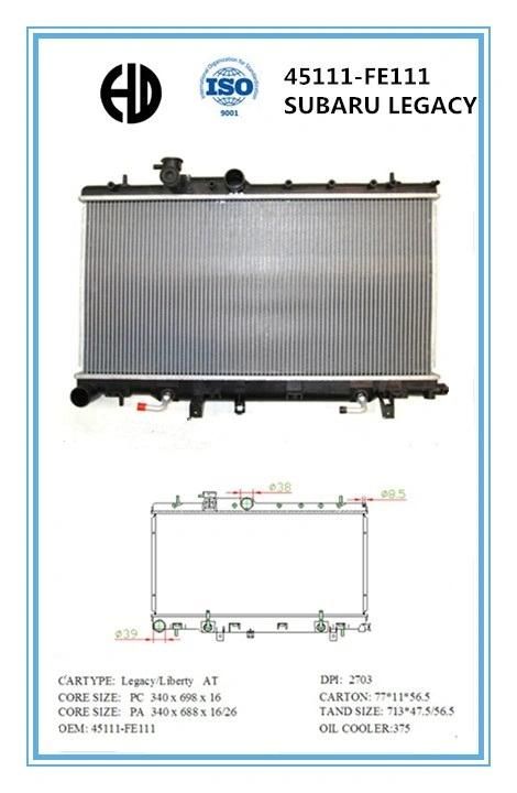 Hot Sale Cheap Aluminum Brazed Welding Car Radiator for Subaru Legacy 45111-Fe111