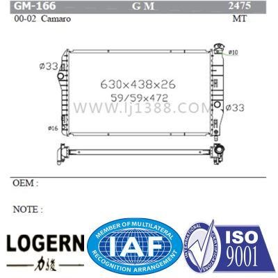 High Quality Auto Radiator for Camaro&prime;00-02 Mt Dpi 2475