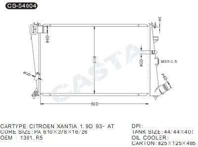 Car Water Radiators for Citroen Xantia 93- at OEM: 1301. R5