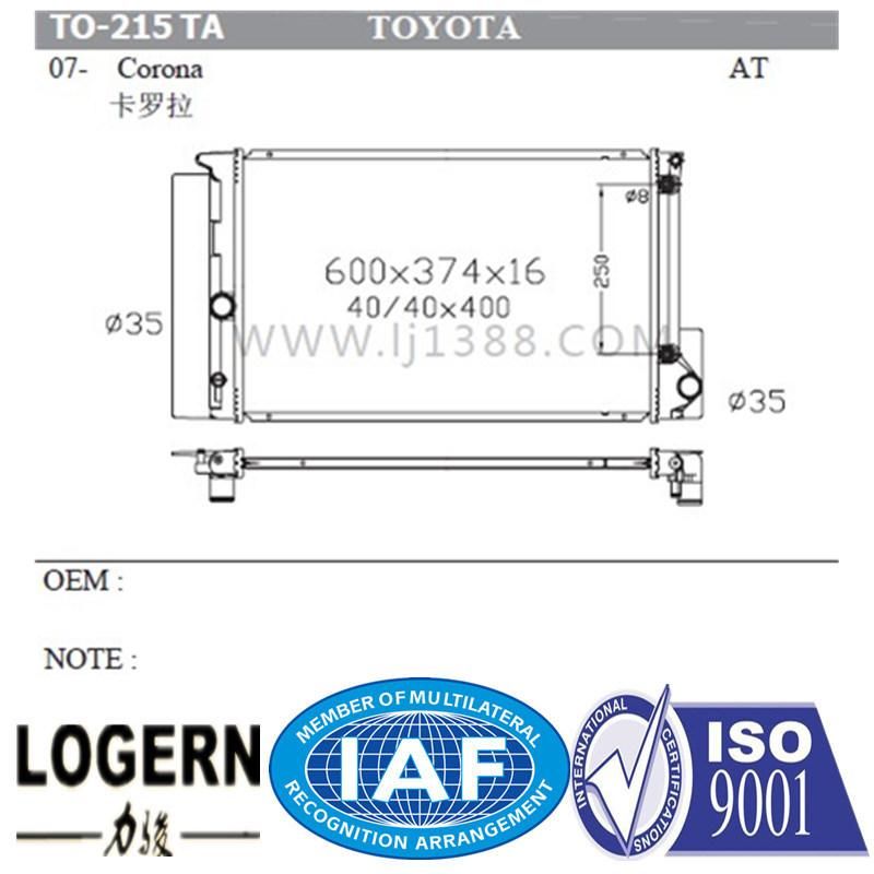 Cooling System Auto Radiator for Toyota Corona′07- at