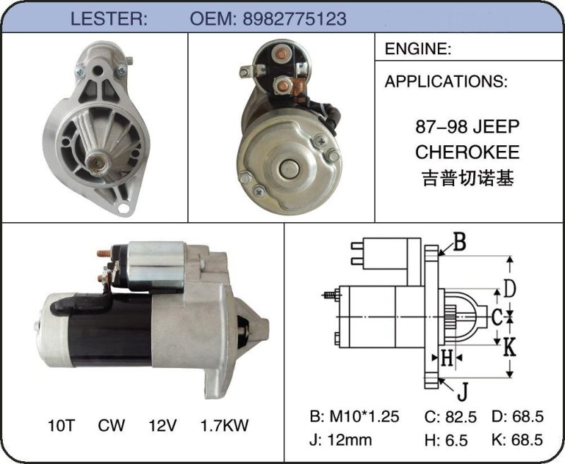 New Starter Motor for Jeep Grand Cherokee 8982775123
