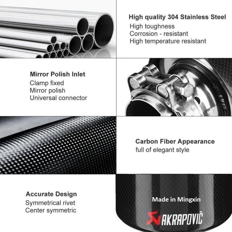 Universal Car Carbon Fiber Stainless Steel Dual Exhaust Muffler Tip