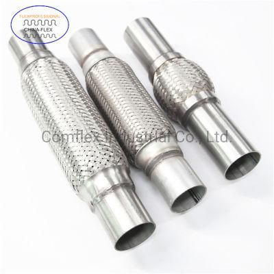 Truck Dual Coupling Trailer Muffler Parts Stainless Steel Exhaust System Flexible Pipe Connector with Mesh Braid and Nipple~